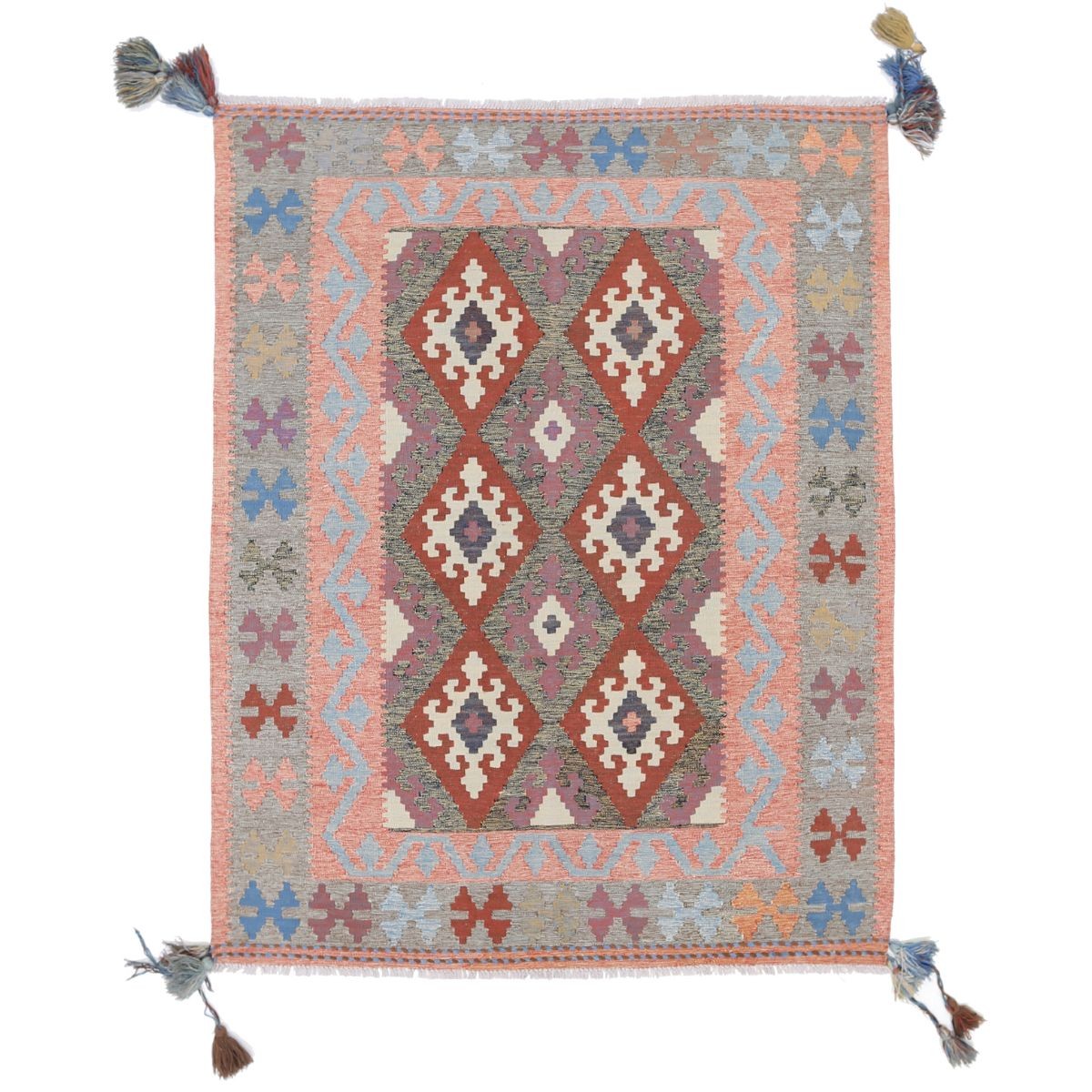 Kafkaas 5x6 Hand Woven Washable Wool Rug - Colorful
