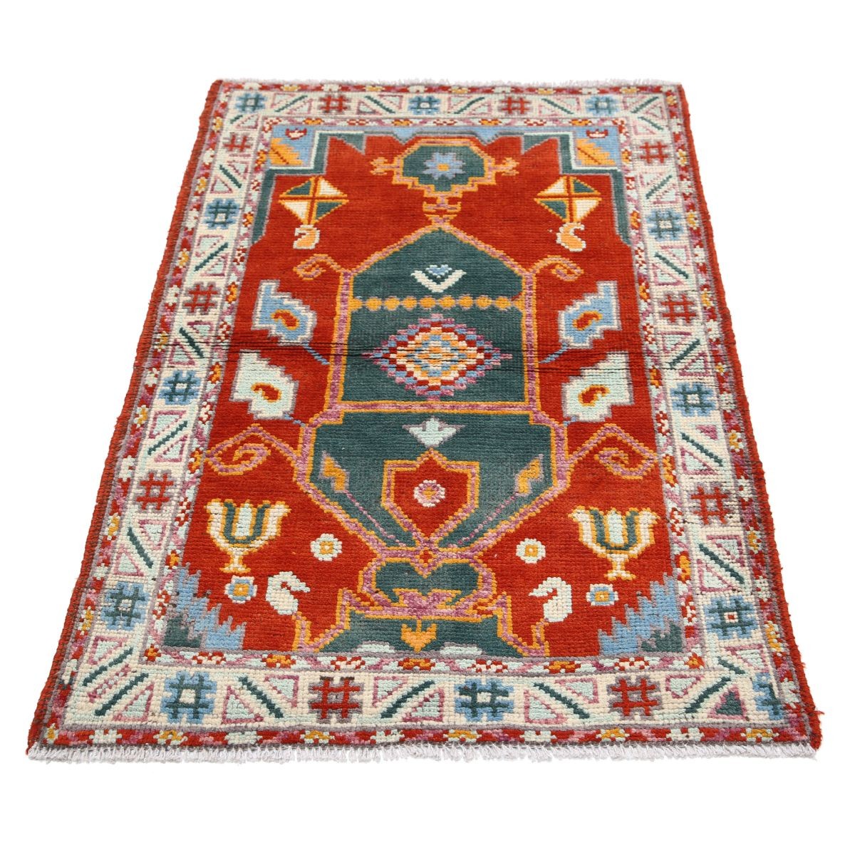 Revival 3x4 Handmade Double Knotted Washable Wool Rug - Colorful