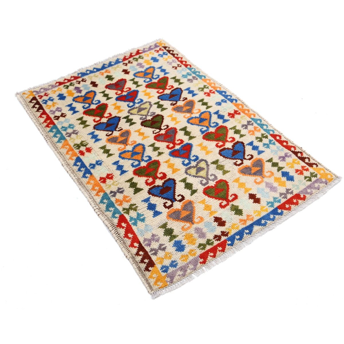 Revival 3x4 Handmade Double Knotted Washable Wool Rug - Colorful