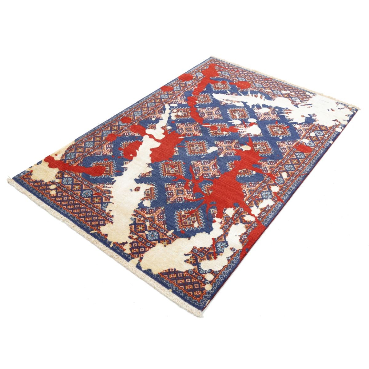 Ajrak 4x6 Powered-Loomed Washable Wool Rug - Colorful