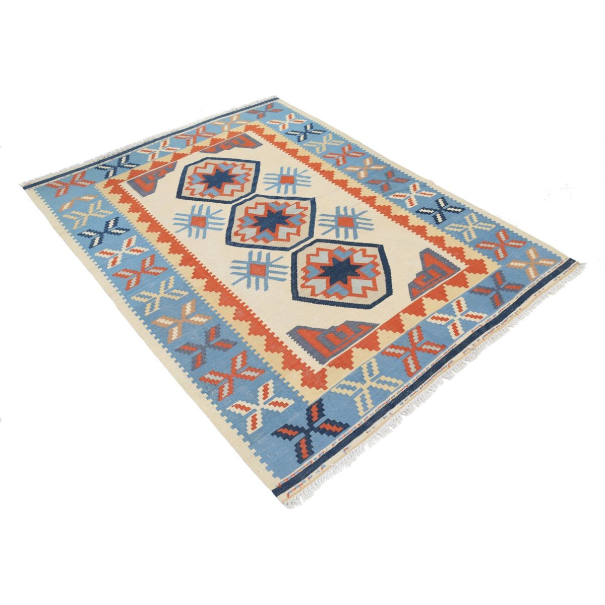 Kafkaas 5x7 Hand Woven Washable Wool Rug - Colorful