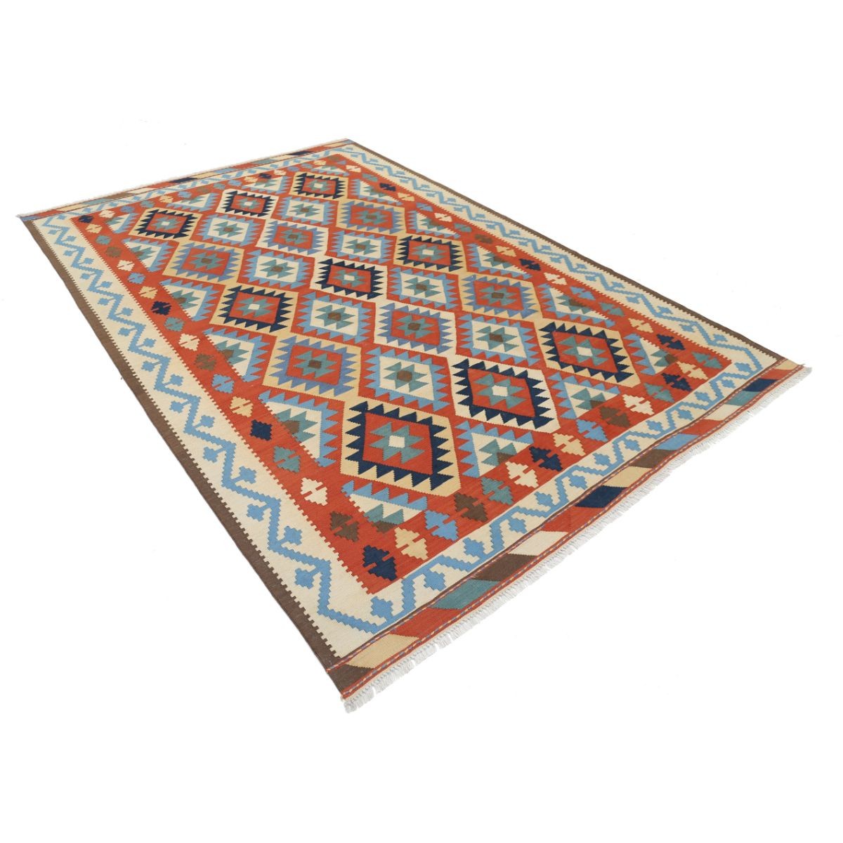Kafkaas 7x10 Hand Woven Washable Wool Rug - Colorful