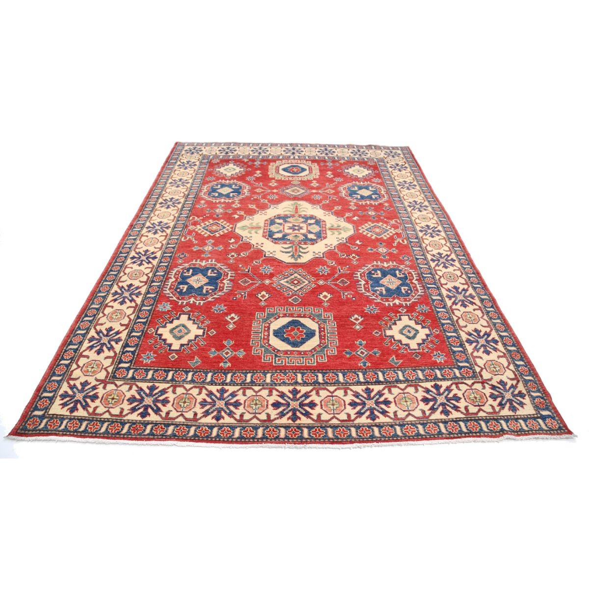 Kazak 7x9 Handmade Double Knotted Washable Wool Rug - Colorful