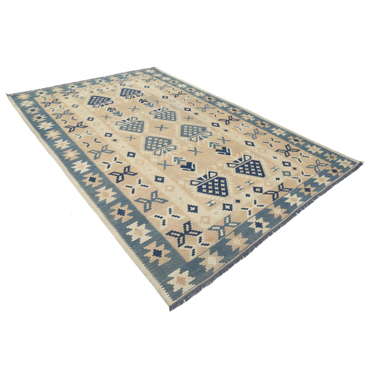 Kafkaas 7x11 Hand Woven Washable Wool Rug - Soft Hues