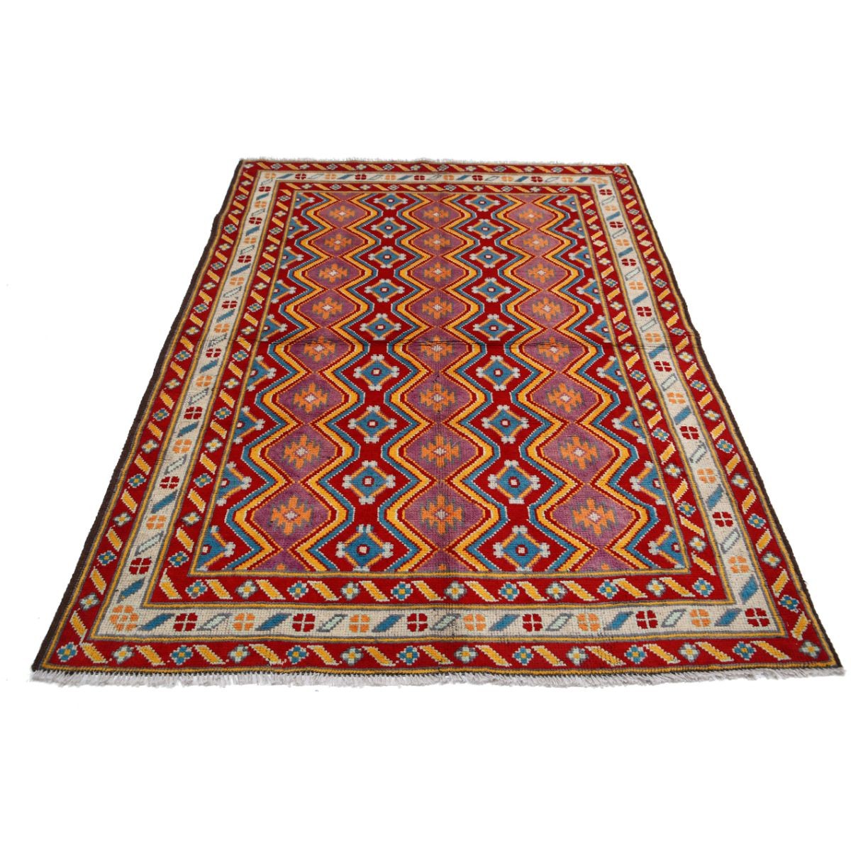 Revival 5x7 Handmade Double Knotted Washable Wool Rug - Colorful