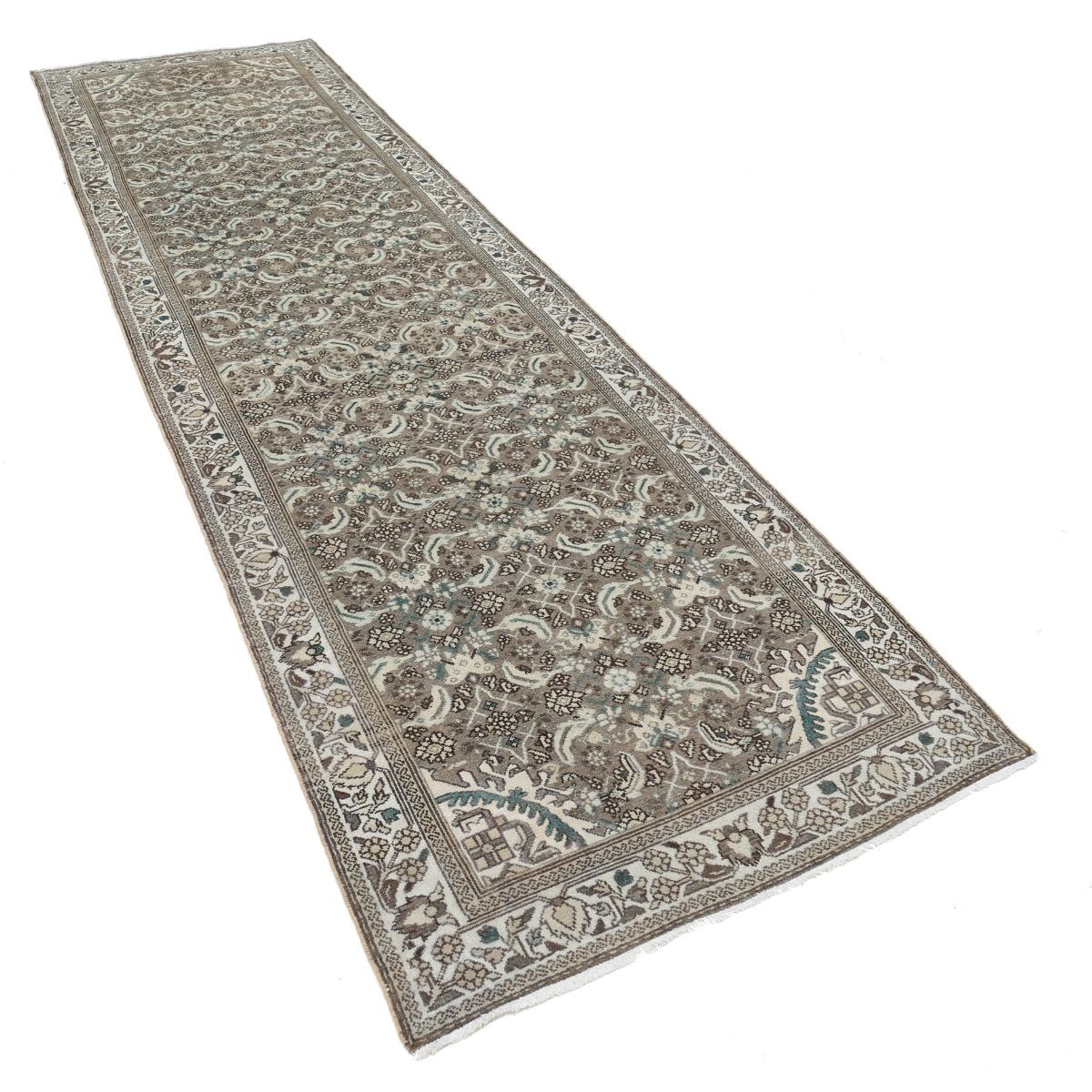 Vintage 4x13 Handmade Double Knotted Washable Wool Runner - Soft Hues