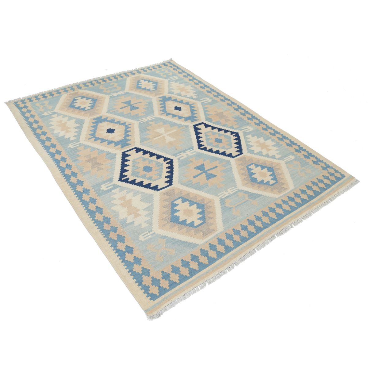 Kafkaas 5x7 Hand Woven Washable Wool Rug - Soft Hues