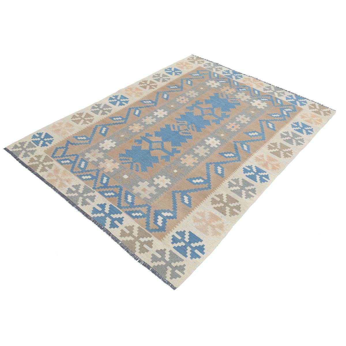 Kafkaas 5x7 Hand Woven Washable Wool Rug - Soft Hues
