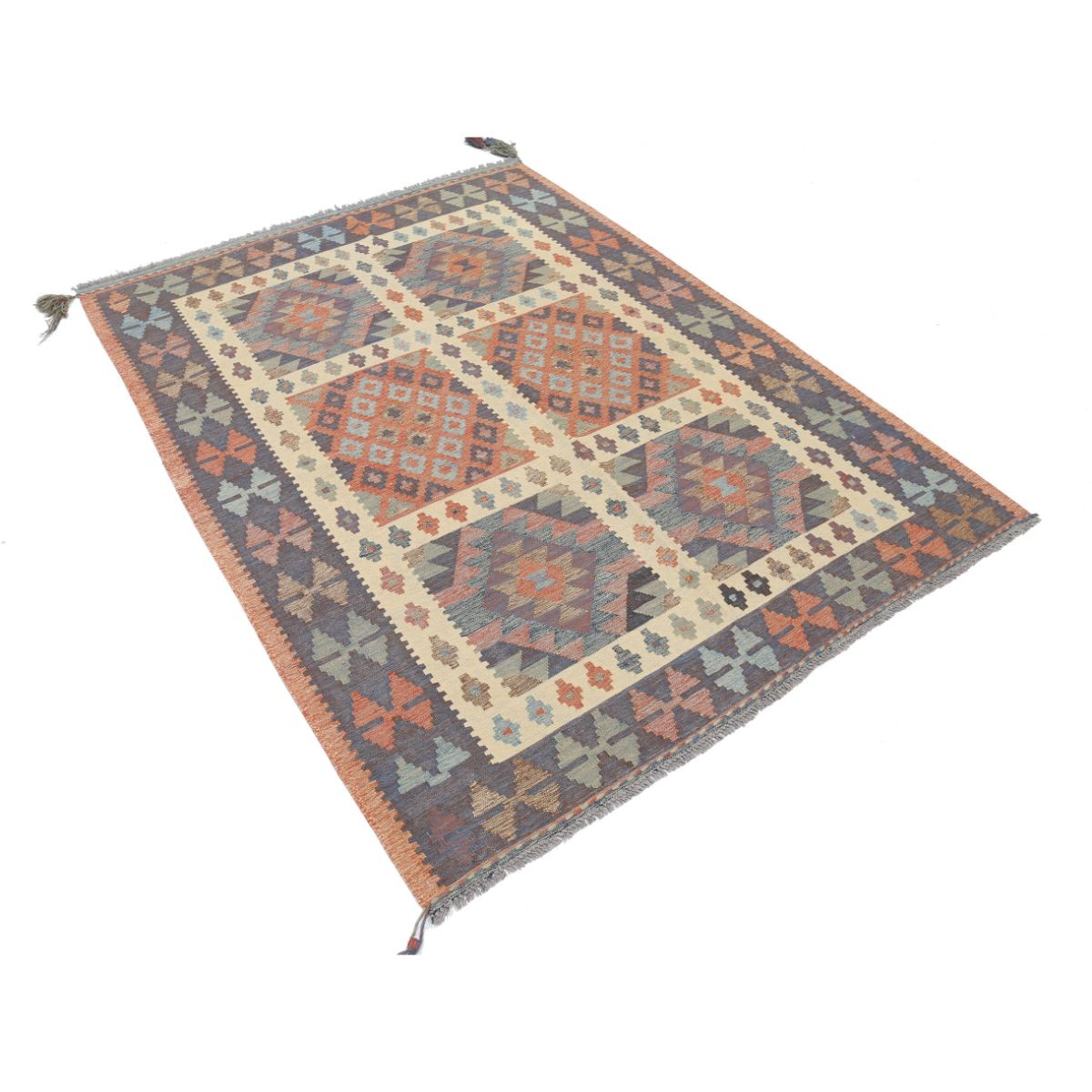 Kafkaas 5x7 Hand Woven Washable Wool Rug - Colorful