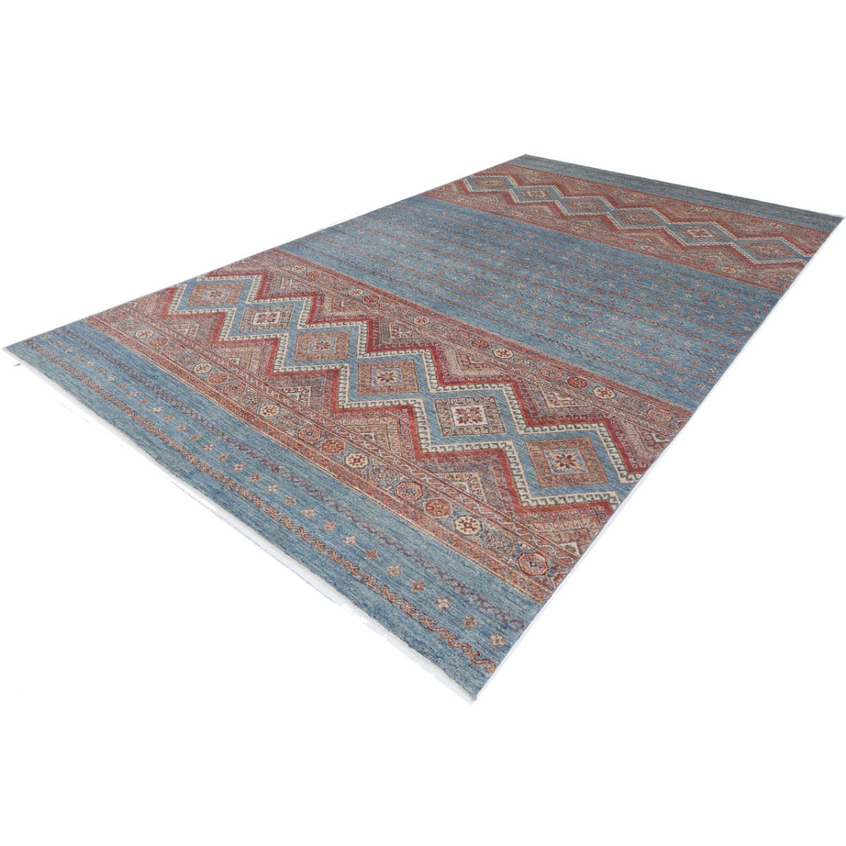 Khurjeen 7x10 Handmade Double Knotted Washable Wool Rug - Colorful