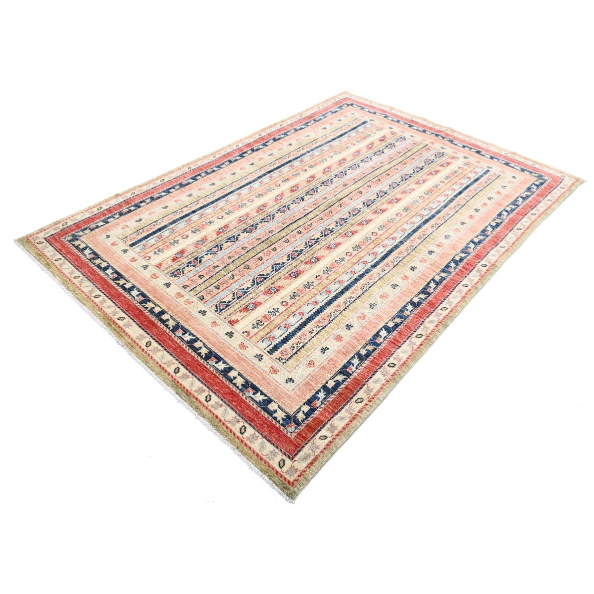 Shaal 5x8 Handmade Double Knotted Washable Wool Rug - Colorful