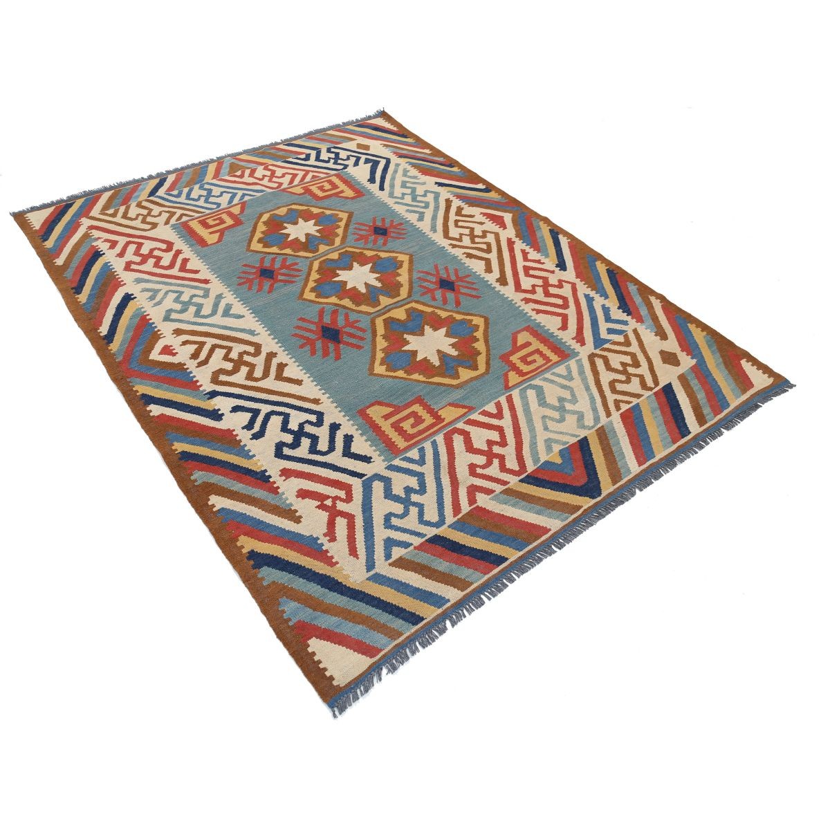 Kafkaas 5x7 Hand Woven Washable Wool Rug - Colorful
