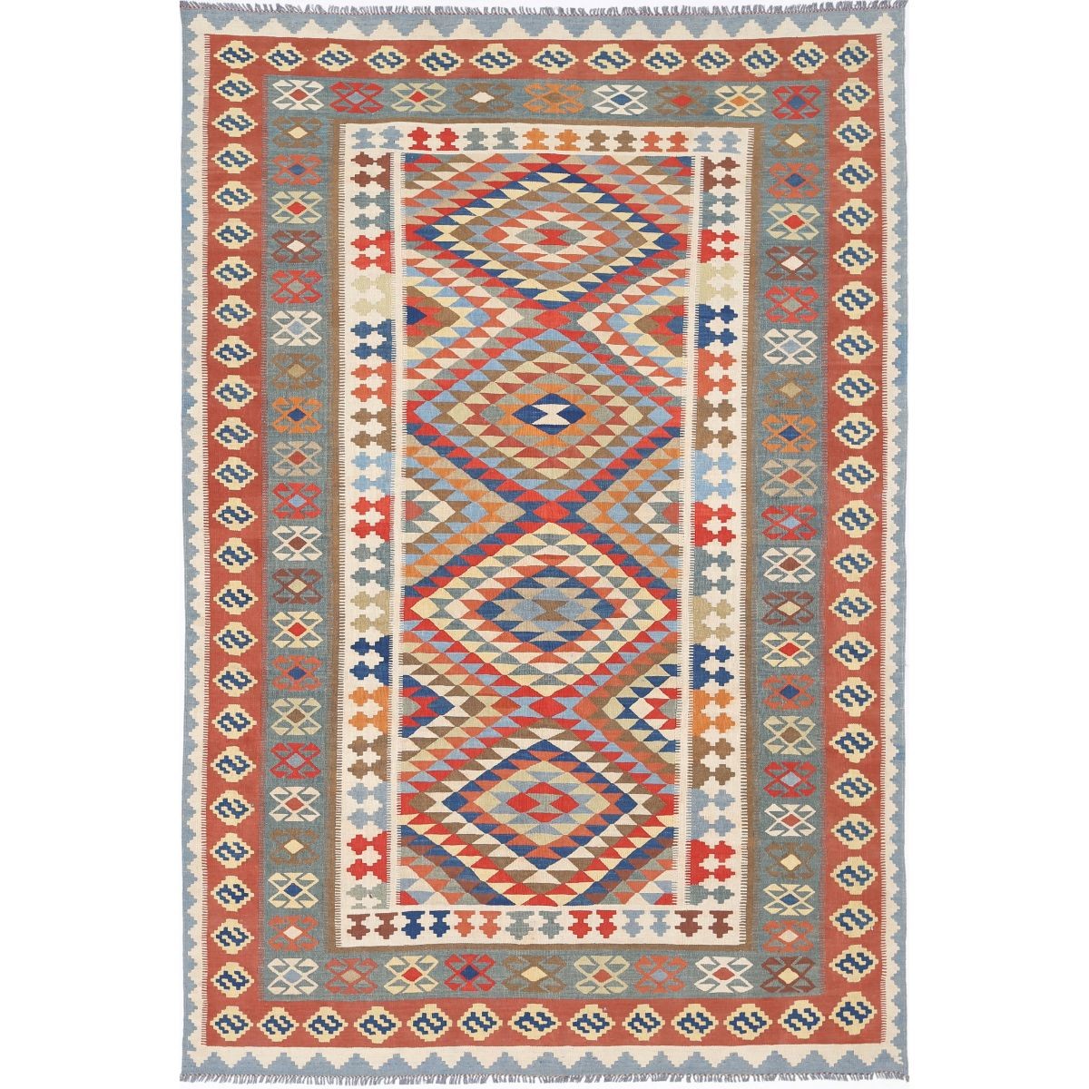 Kafkaas 7x10 Hand Woven Washable Wool Rug - Colorful