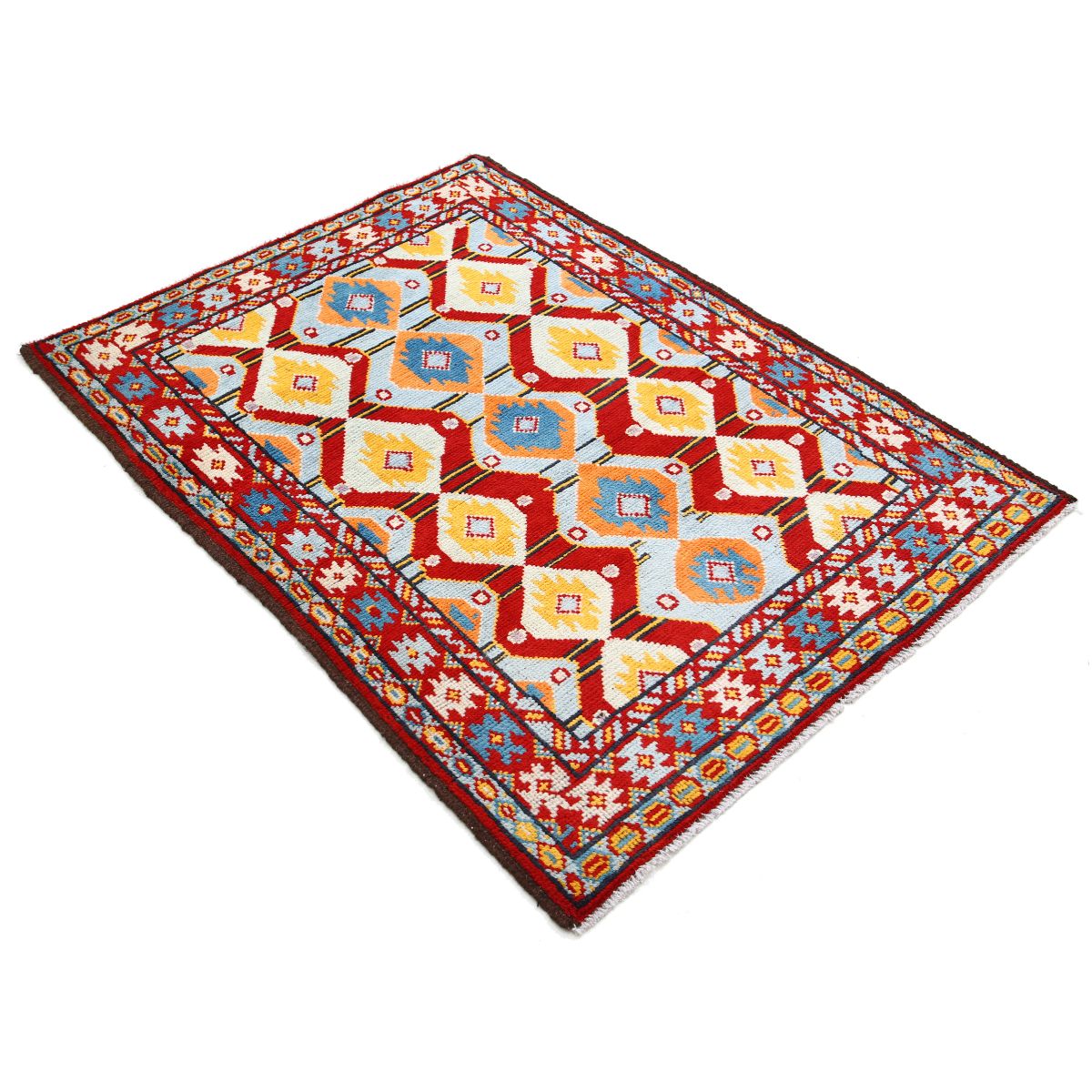 Revival 4x5 Handmade Double Knotted Washable Wool Rug - Colorful