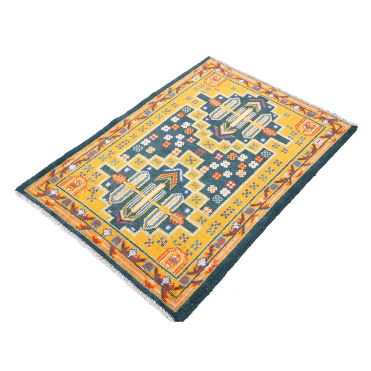 Revival 3x4 Handmade Double Knotted Washable Wool Rug - Colorful