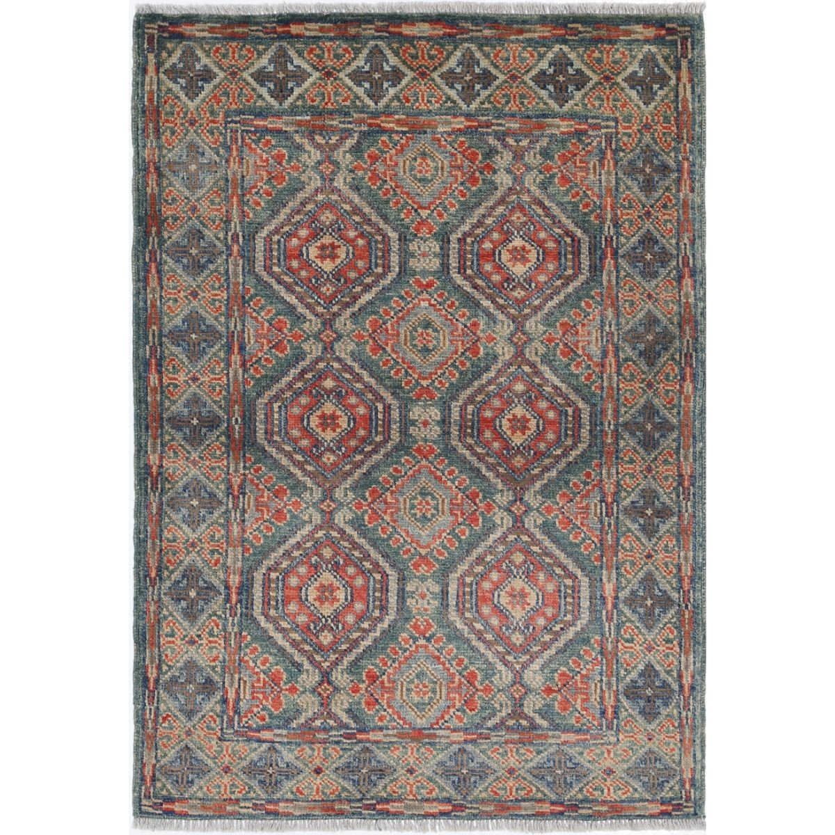 Revival 3x4 Handmade Double Knotted Washable Wool Rug - Colorful