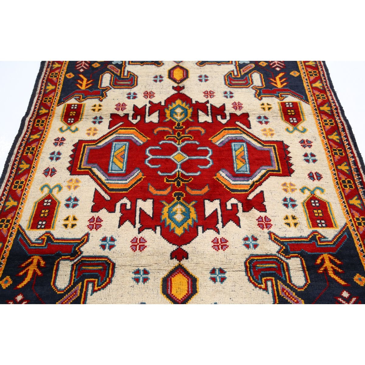 Revival 5x6 Handmade Double Knotted Washable Wool Rug - Colorful