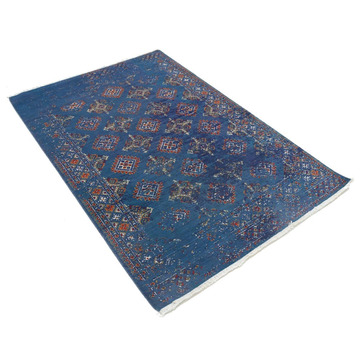 Ajrak 4x6 Powered-Loomed Washable Wool Rug - Colorful