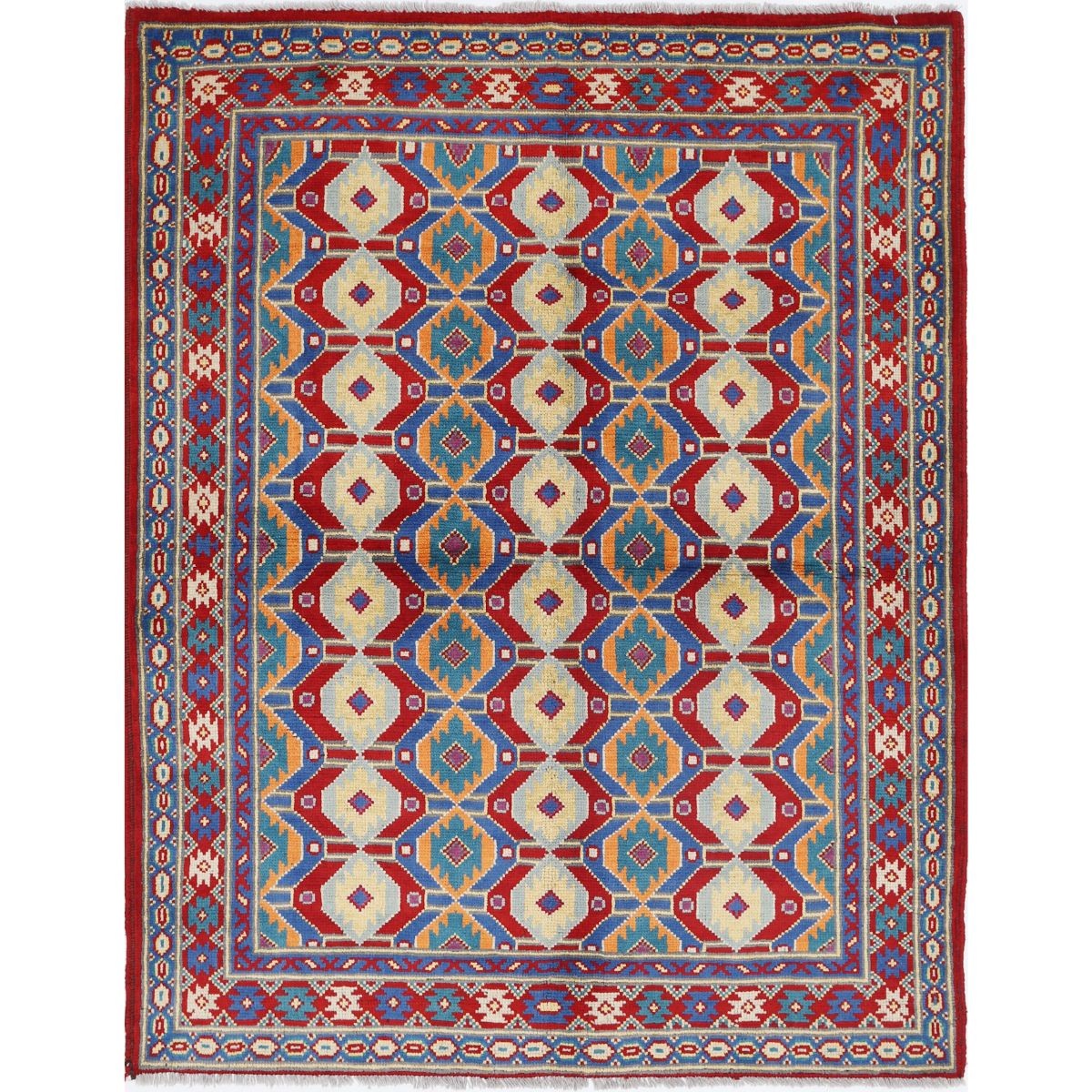 Revival 5x6 Handmade Double Knotted Washable Wool Rug - Colorful