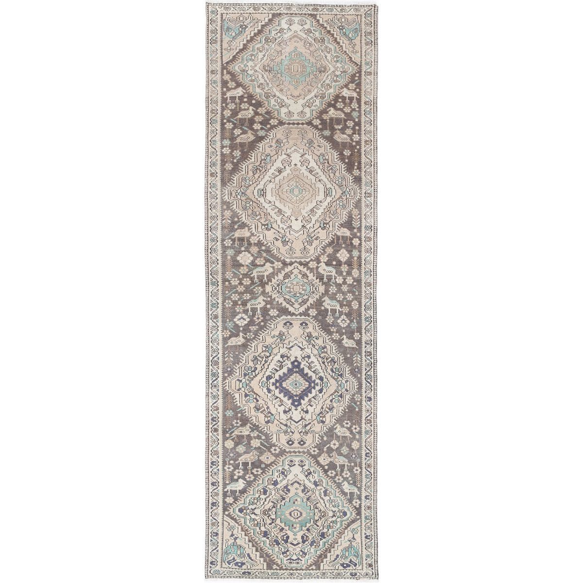 Vintage 3x11 Handmade Double Knotted Washable Wool Runner - Soft Hues