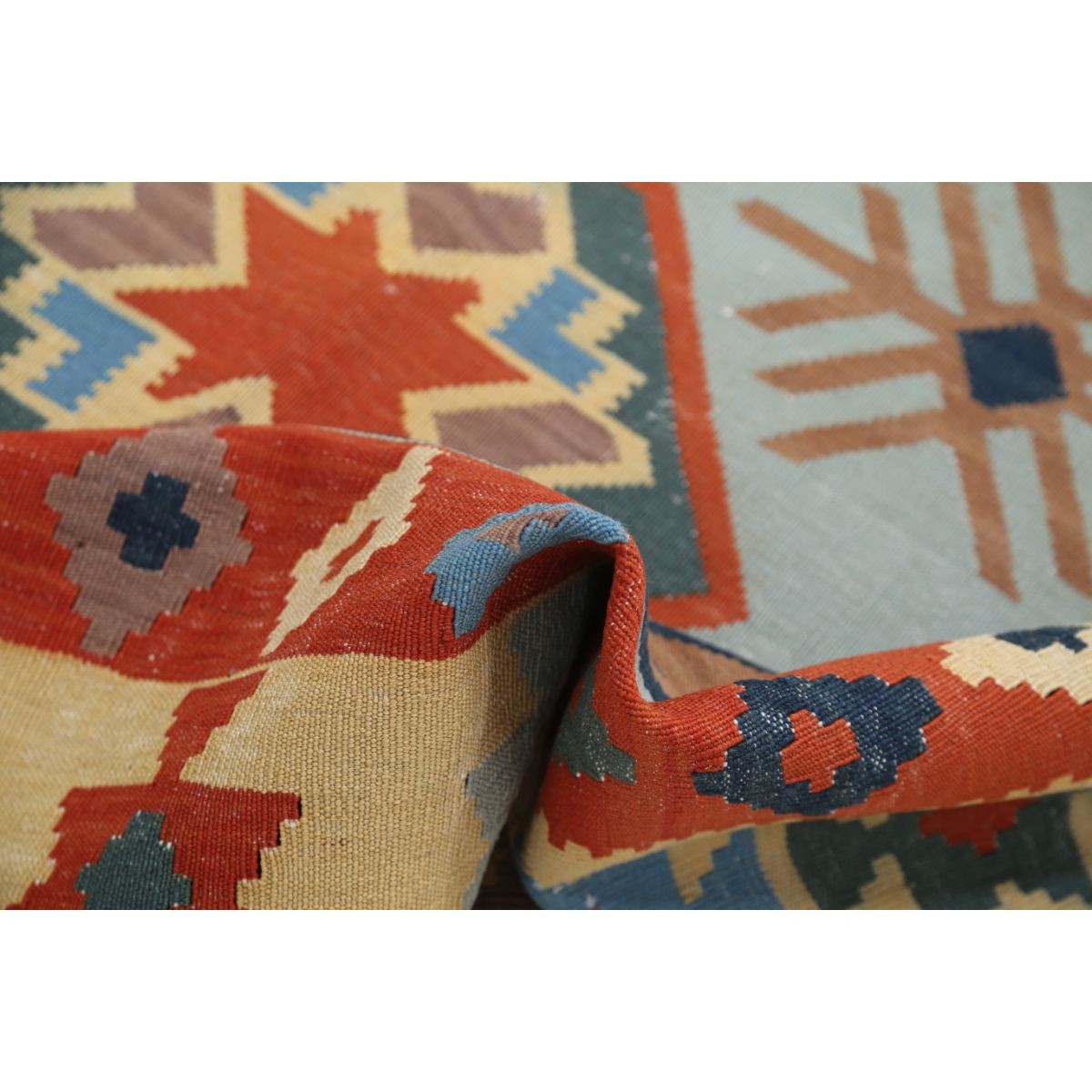 Kafkaas 5x7 Hand Woven Washable Wool Rug - Colorful