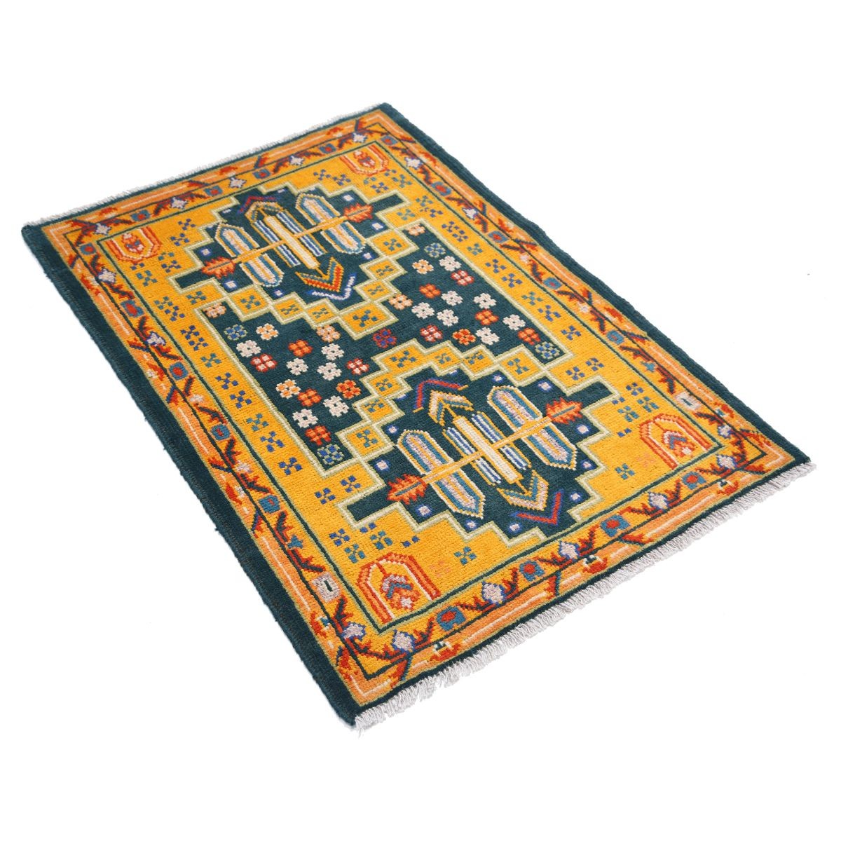 Revival 3x4 Handmade Double Knotted Washable Wool Rug - Colorful