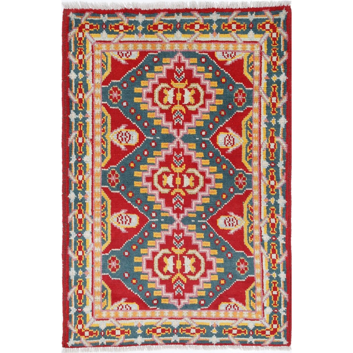 Revival 3x4 Handmade Double Knotted Washable Wool Rug - Colorful