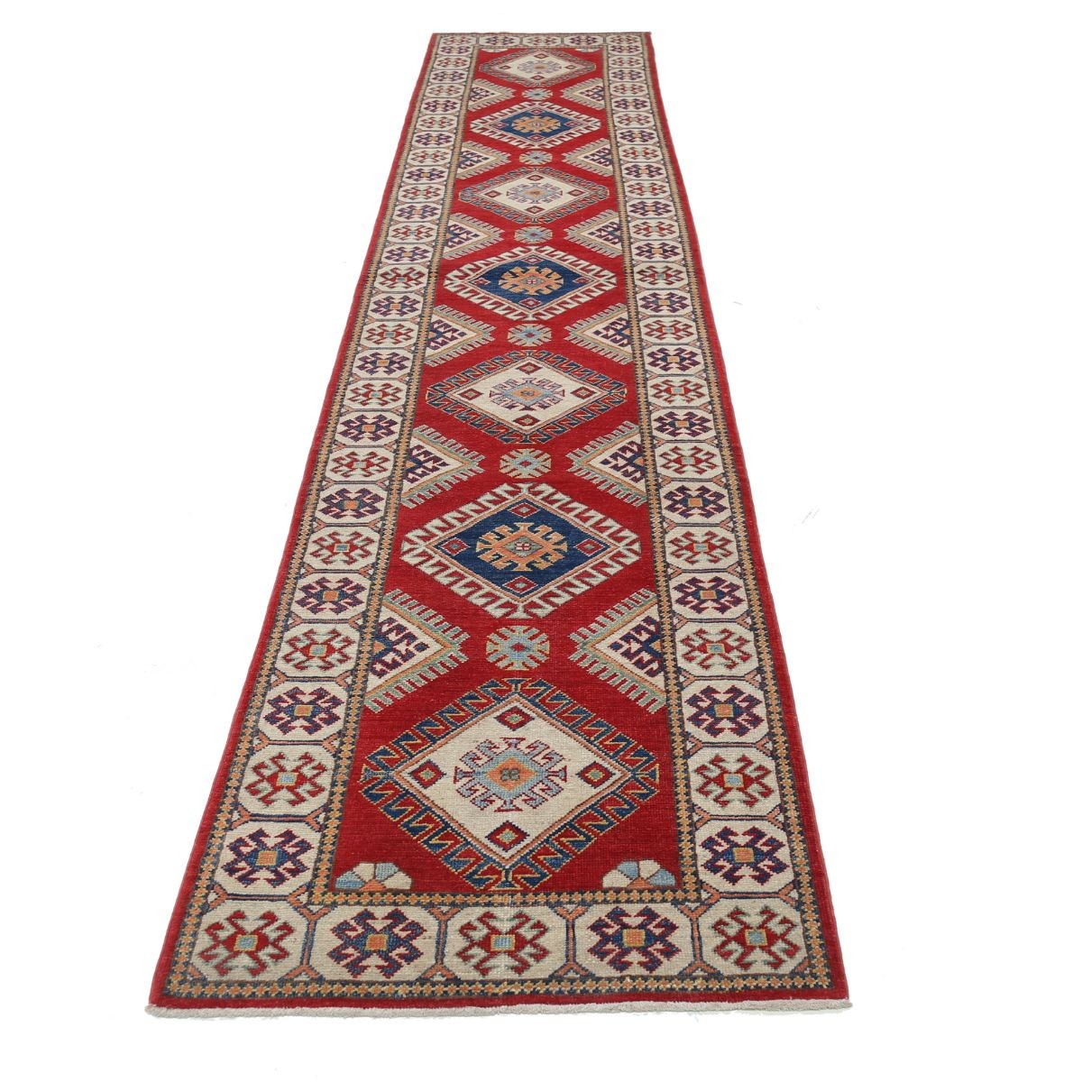 Kazak 3x13 Handmade Double Knotted Washable Wool Runner - Colorful