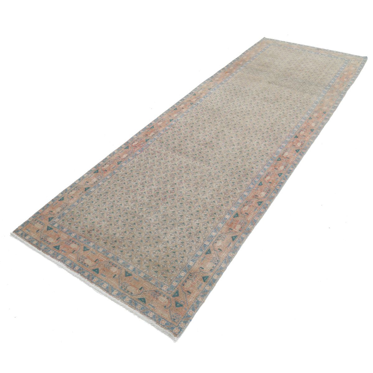 Vintage 3x10 Handmade Double Knotted Washable Wool Runner - Soft Hues