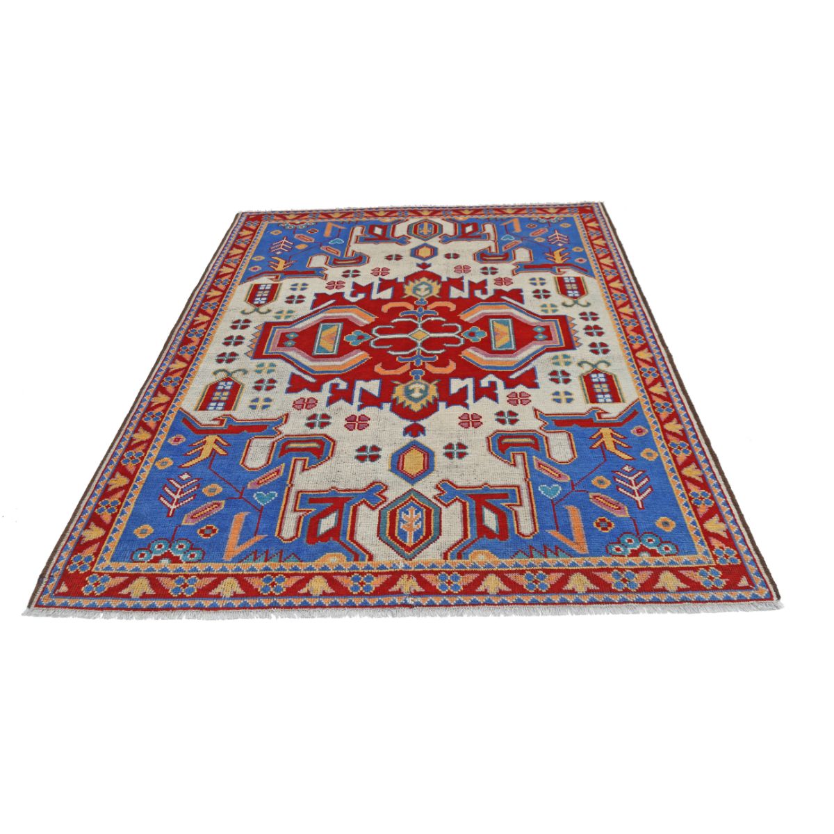 Revival 6x8 Handmade Double Knotted Washable Wool Rug - Colorful