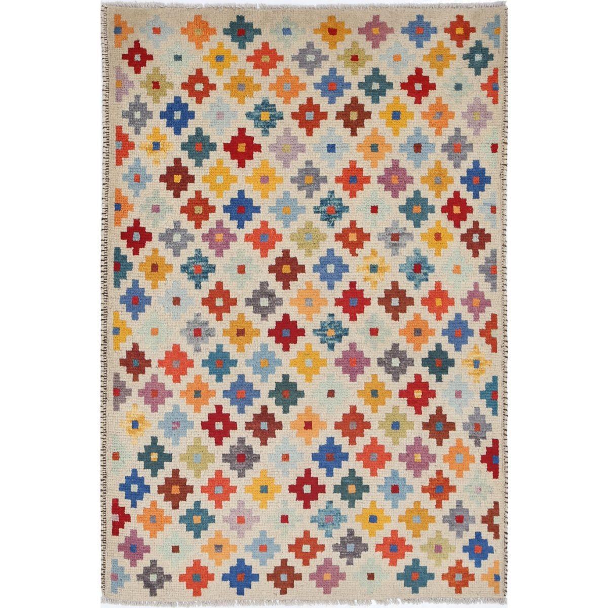 Revival 3x4 Handmade Double Knotted Washable Wool Rug - Colorful