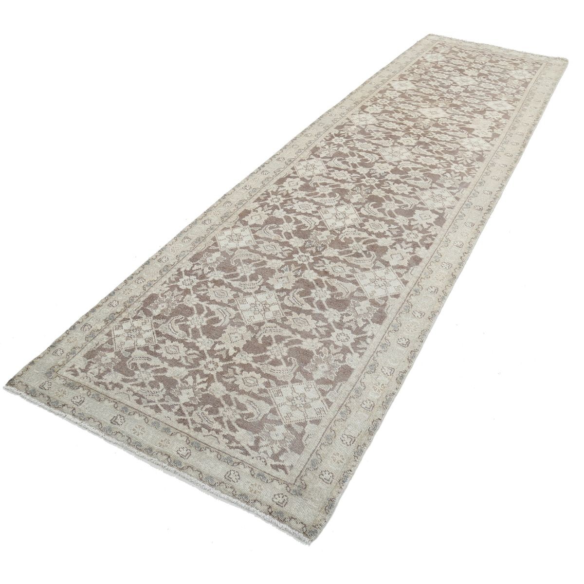 Vintage 3x12 Handmade Double Knotted Washable Wool Runner - Soft Hues