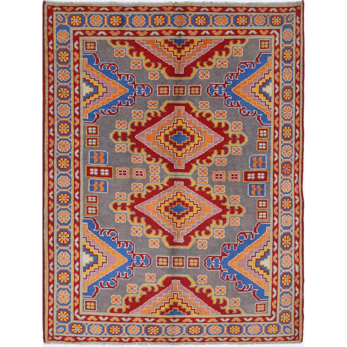 Revival 5x7 Handmade Double Knotted Washable Wool Rug - Colorful