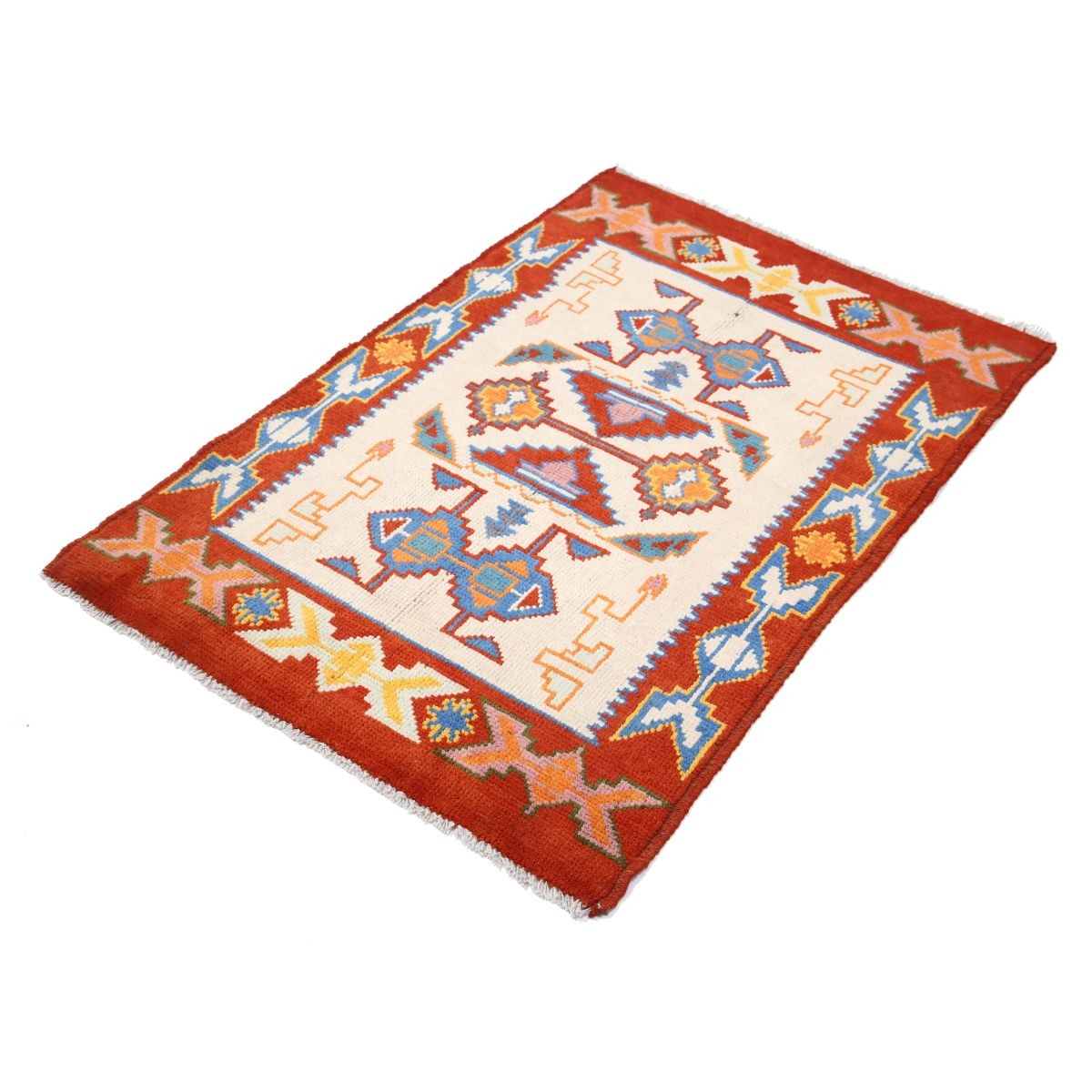 Revival 3x4 Handmade Double Knotted Washable Wool Rug - Colorful