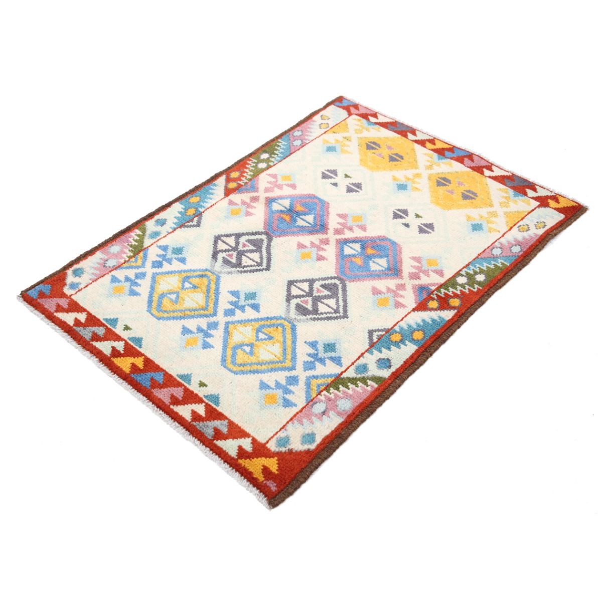Revival 3x4 Handmade Double Knotted Washable Wool Rug - Colorful