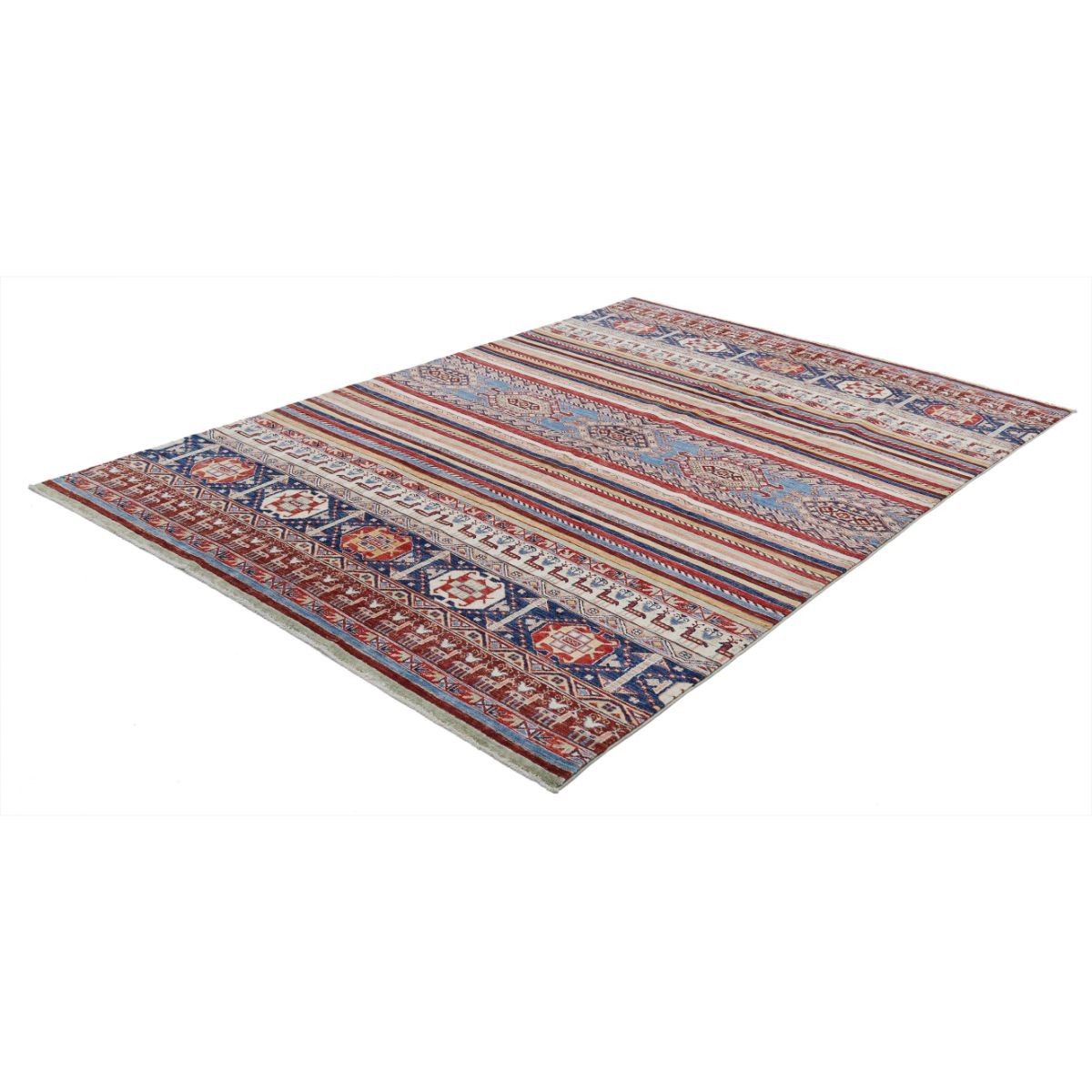 Khurjeen 7x10 Handmade Double Knotted Washable Wool Rug - Colorful