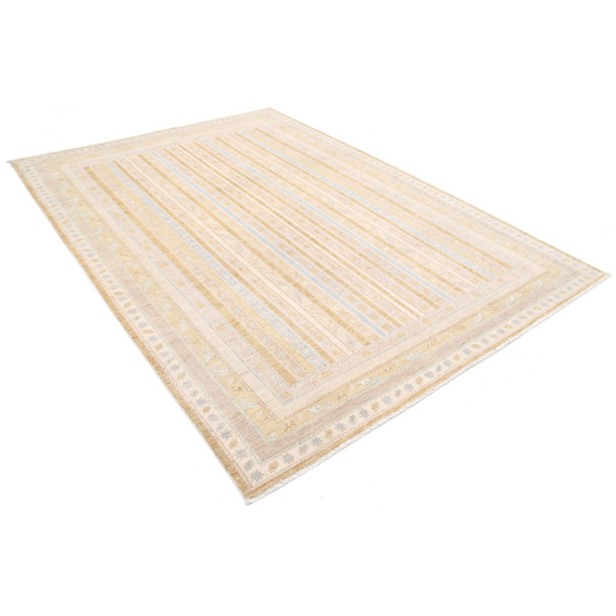 Shaal 7x9 Handmade Double Knotted Washable Wool Rug - Soft Hues