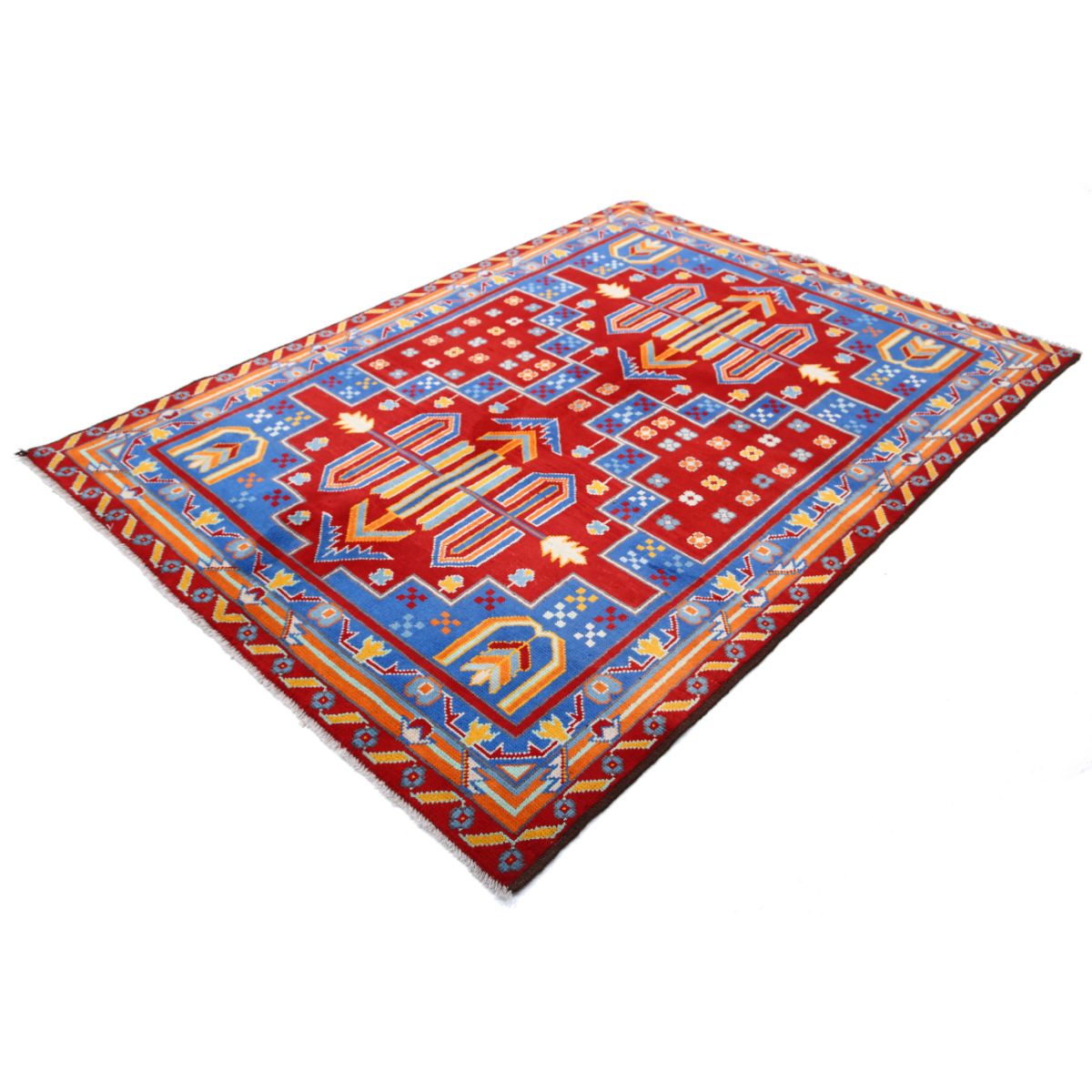 Revival 6x8 Handmade Double Knotted Washable Wool Rug - Colorful