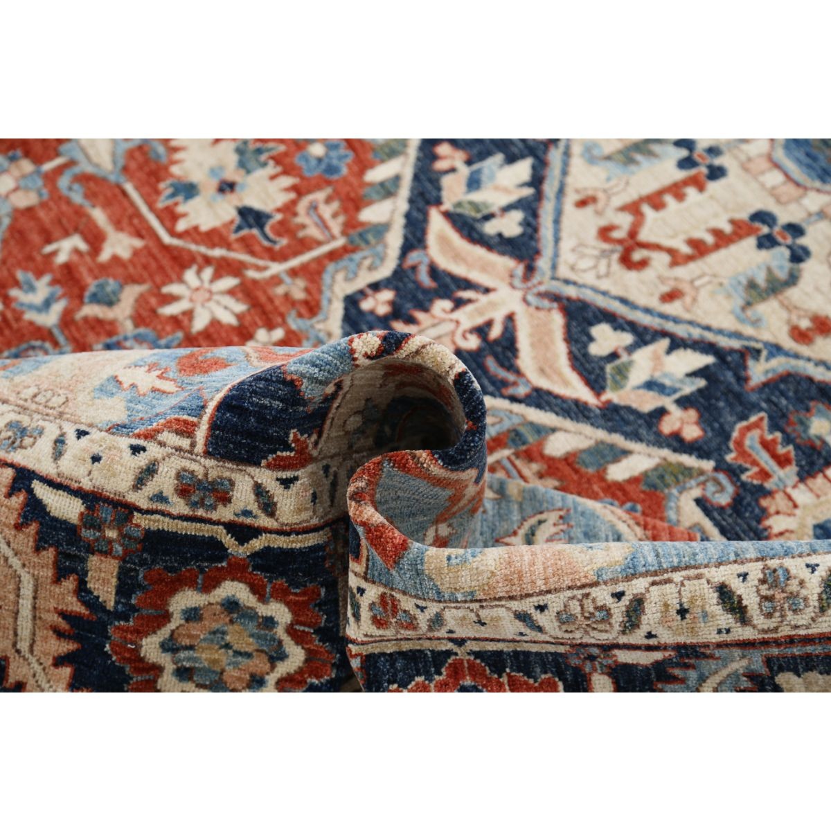Heriz 8x10 Handmade Double Knotted Washable Wool Rug - Colorful