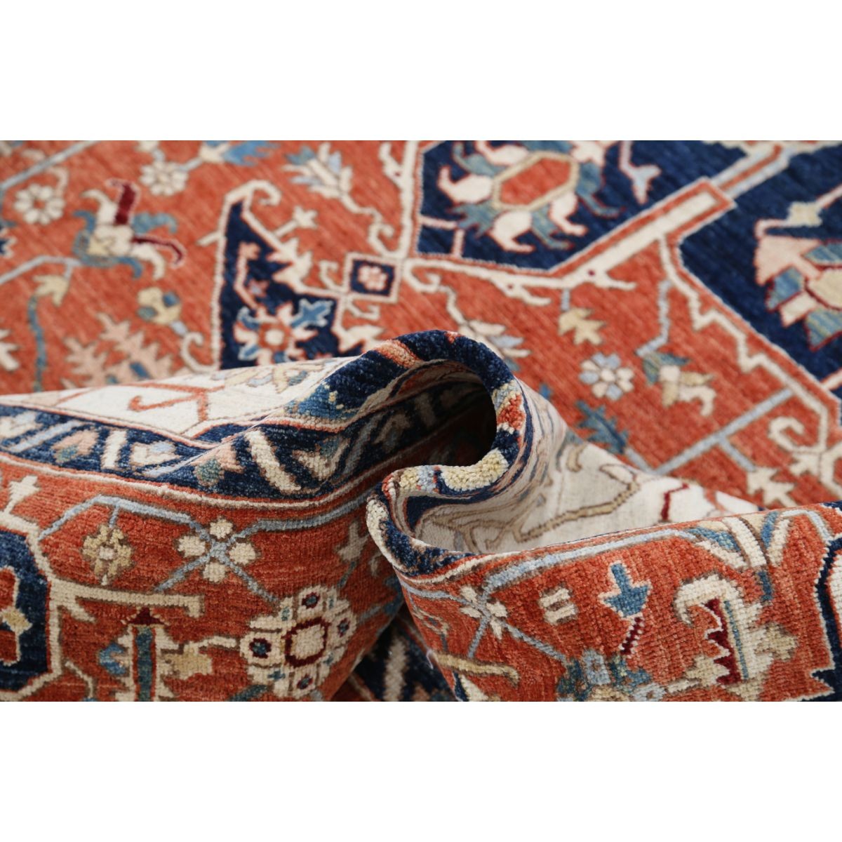 Heriz 8x10 Handmade Double Knotted Washable Wool Rug - Colorful
