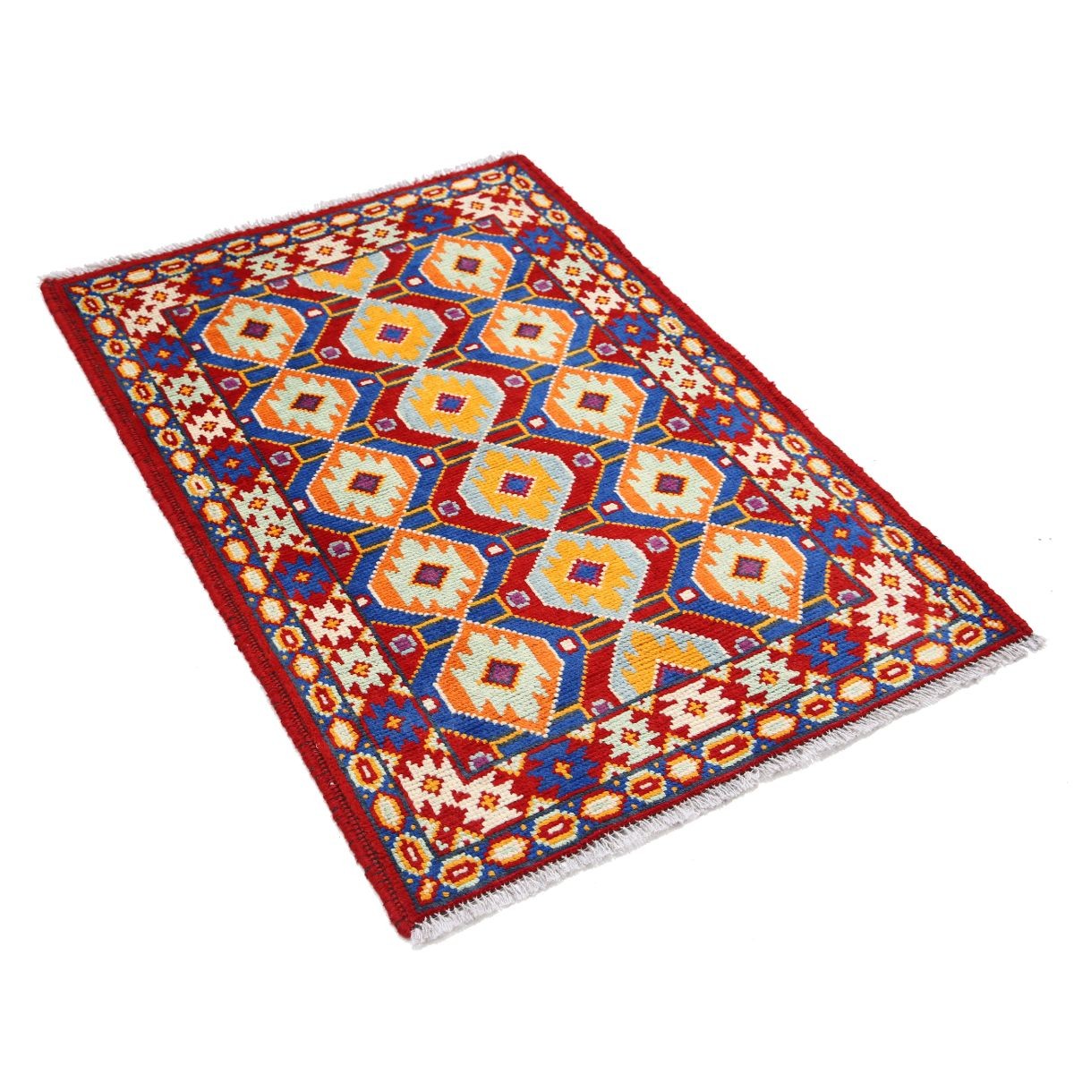 Revival 3x4 Handmade Double Knotted Washable Wool Rug - Colorful