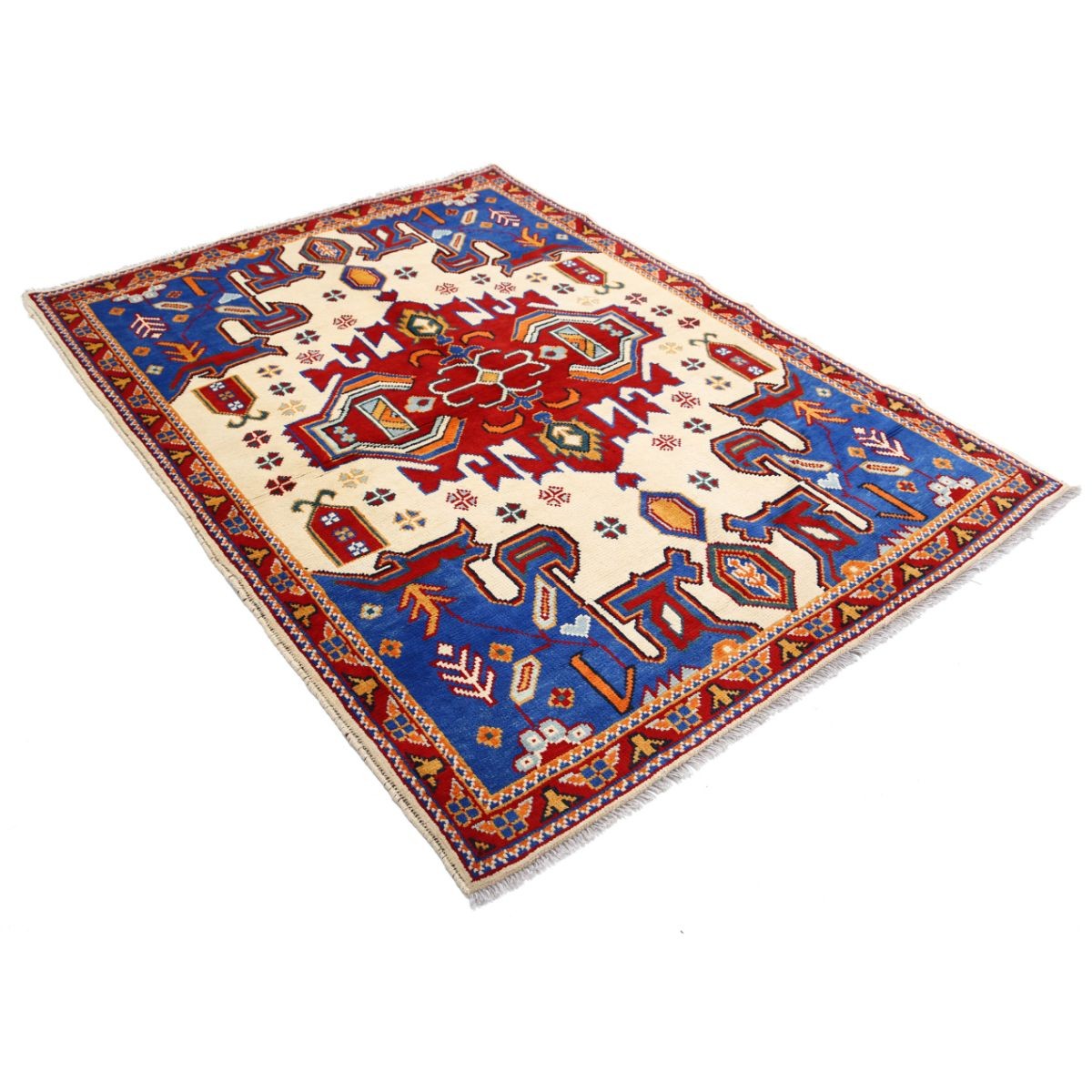 Revival 5x7 Handmade Double Knotted Washable Wool Rug - Colorful