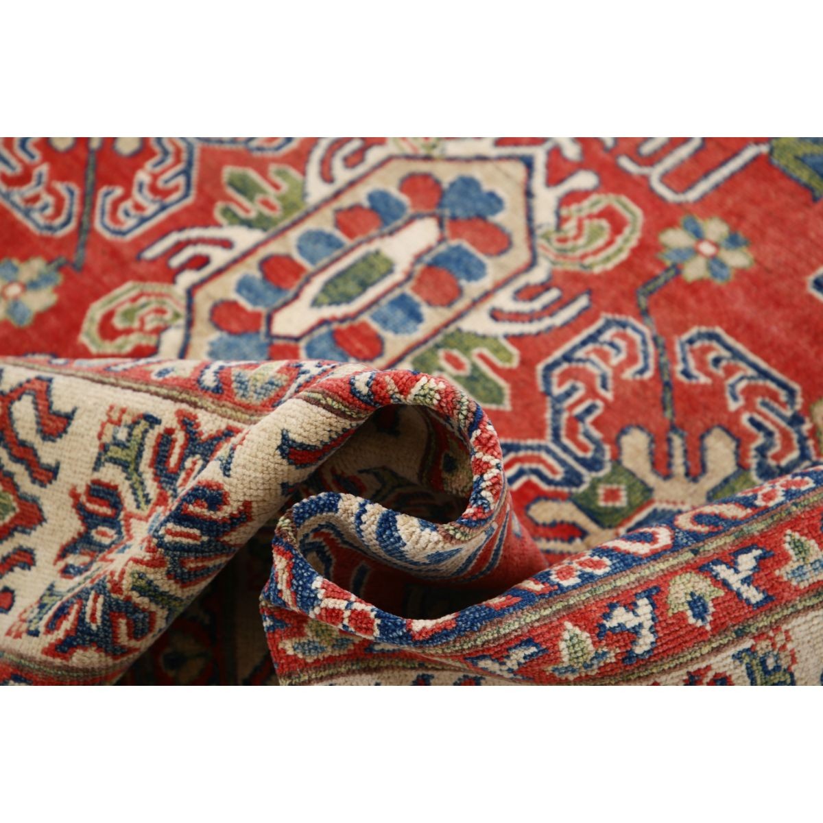 Kazak 8x10 Handmade Double Knotted Washable Wool Rug - Colorful
