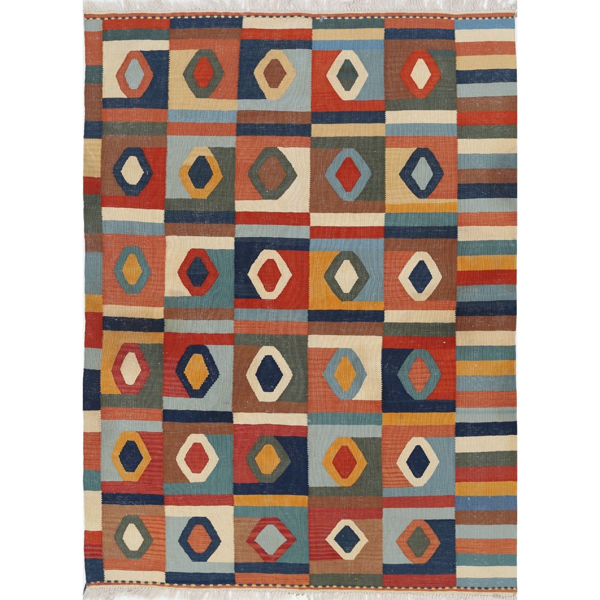 Kafkaas 5x7 Hand Woven Washable Wool Rug - Colorful
