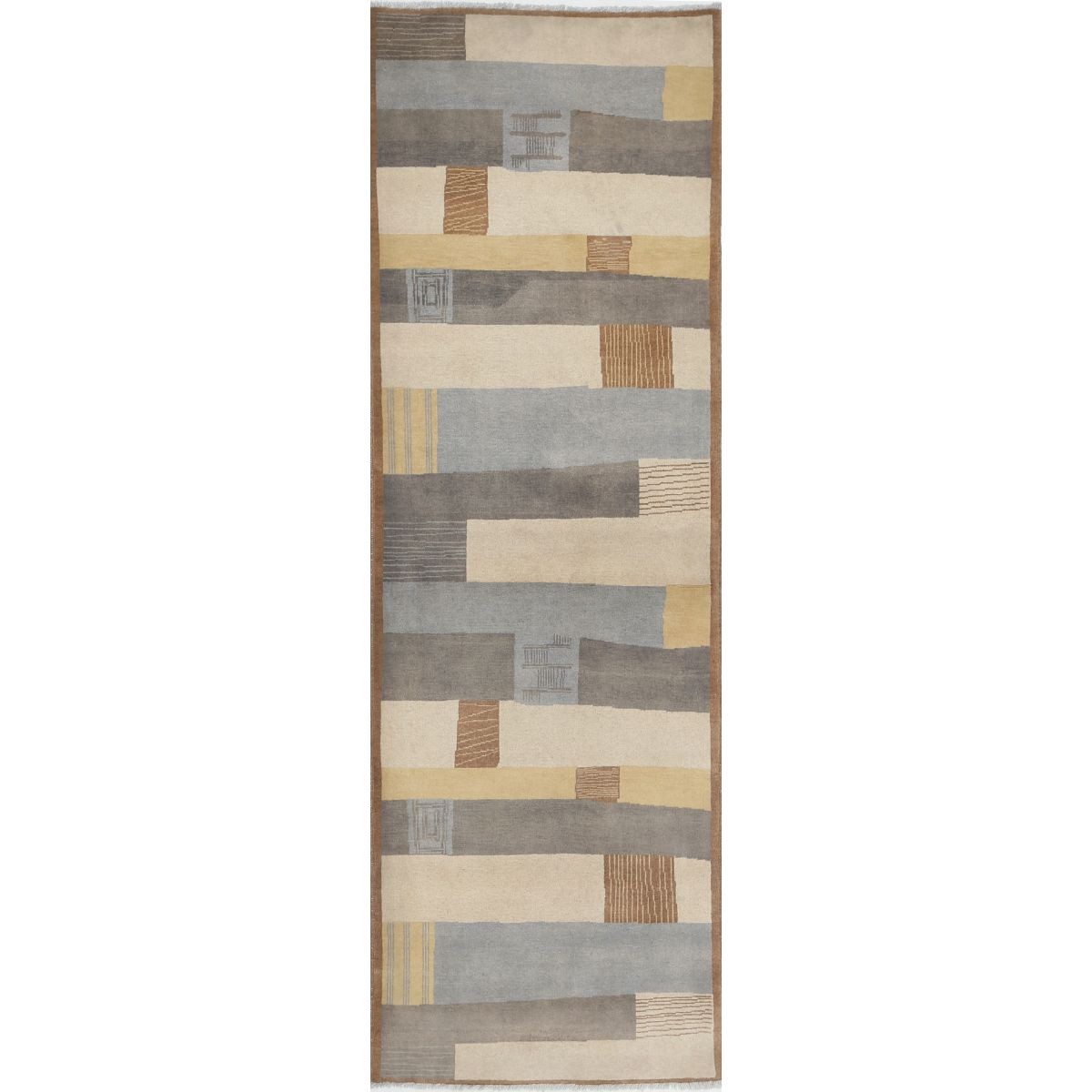 Modcar 3x8 Handmade Double Knotted Washable Wool Runner - Colorful