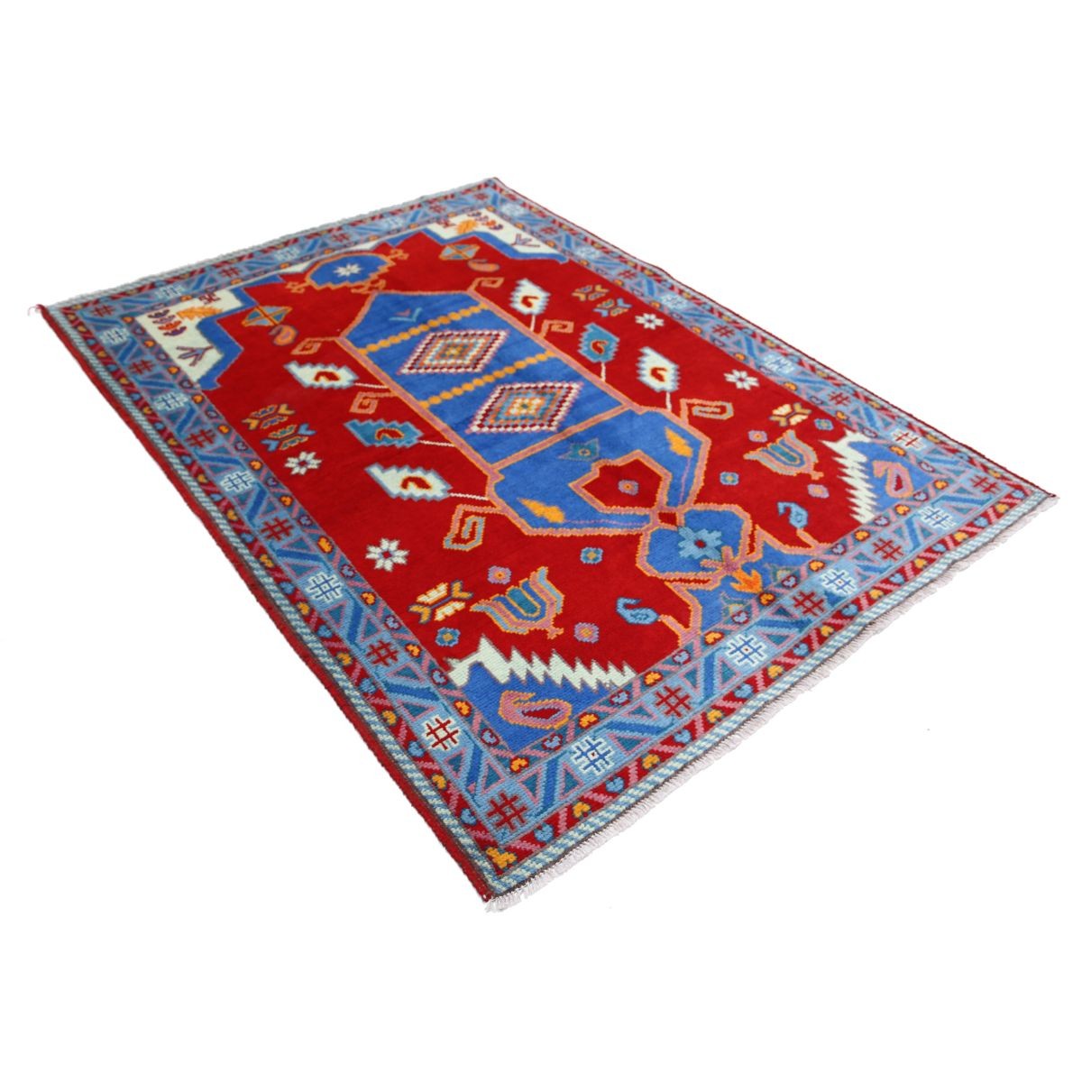 Revival 5x7 Handmade Double Knotted Washable Wool Rug - Colorful