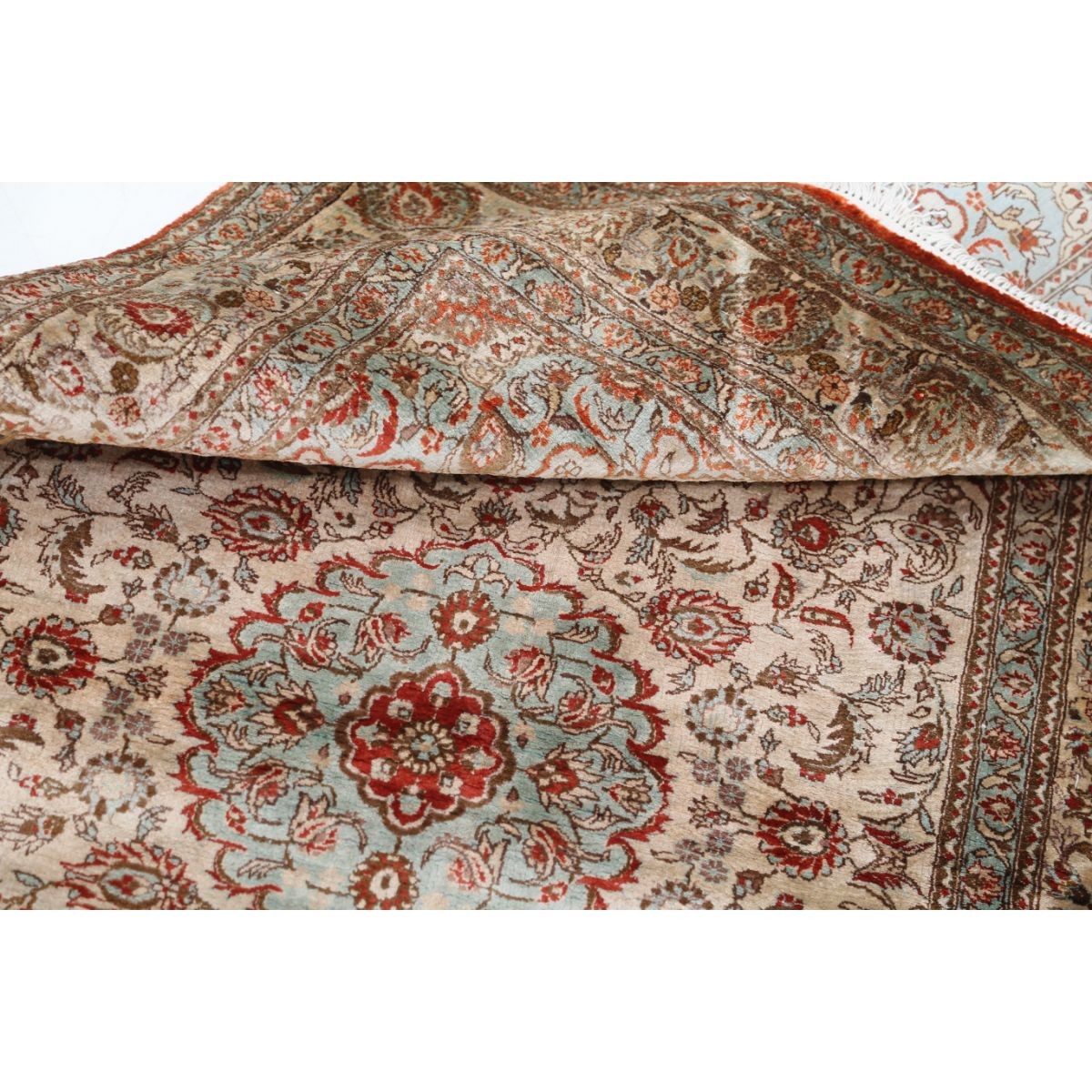 Qum 3x5 Handmade Double Knotted Washable Silk Rug - Colorful