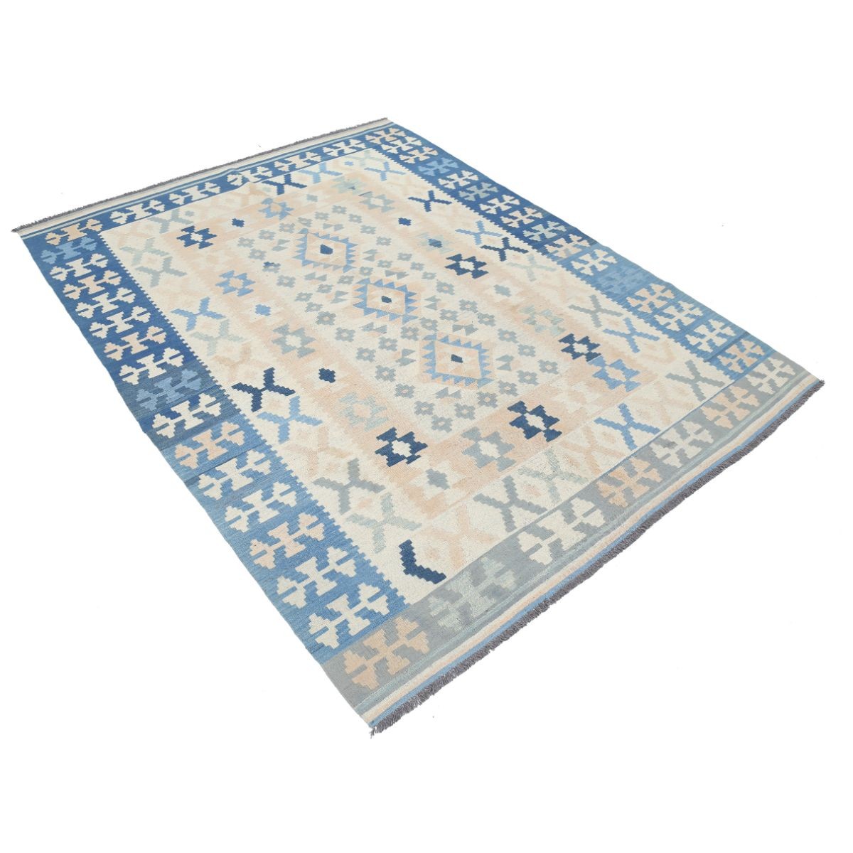 Kafkaas 5x7 Hand Woven Washable Wool Rug - Soft Hues