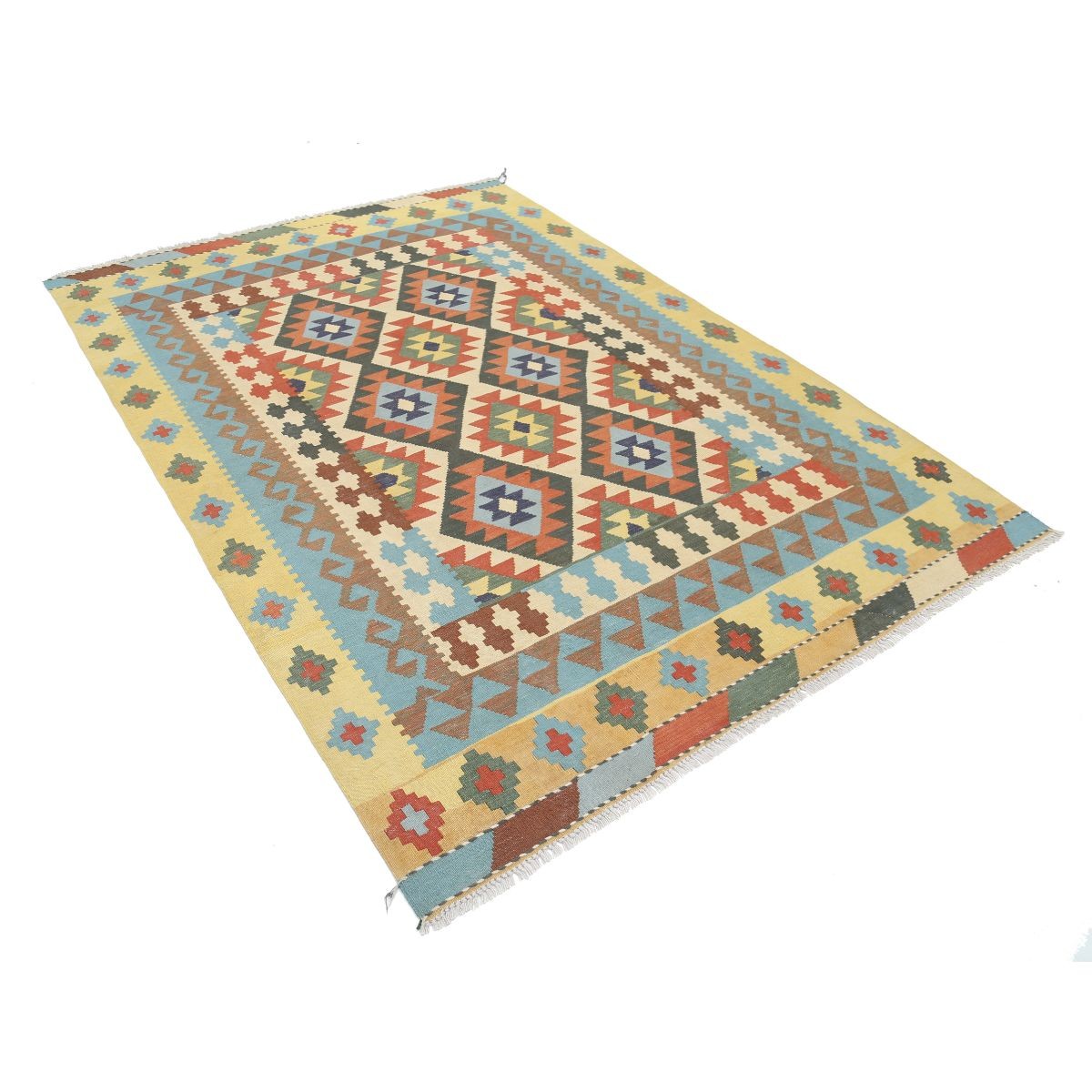 Kafkaas 6x8 Hand Woven Washable Wool Rug - Colorful
