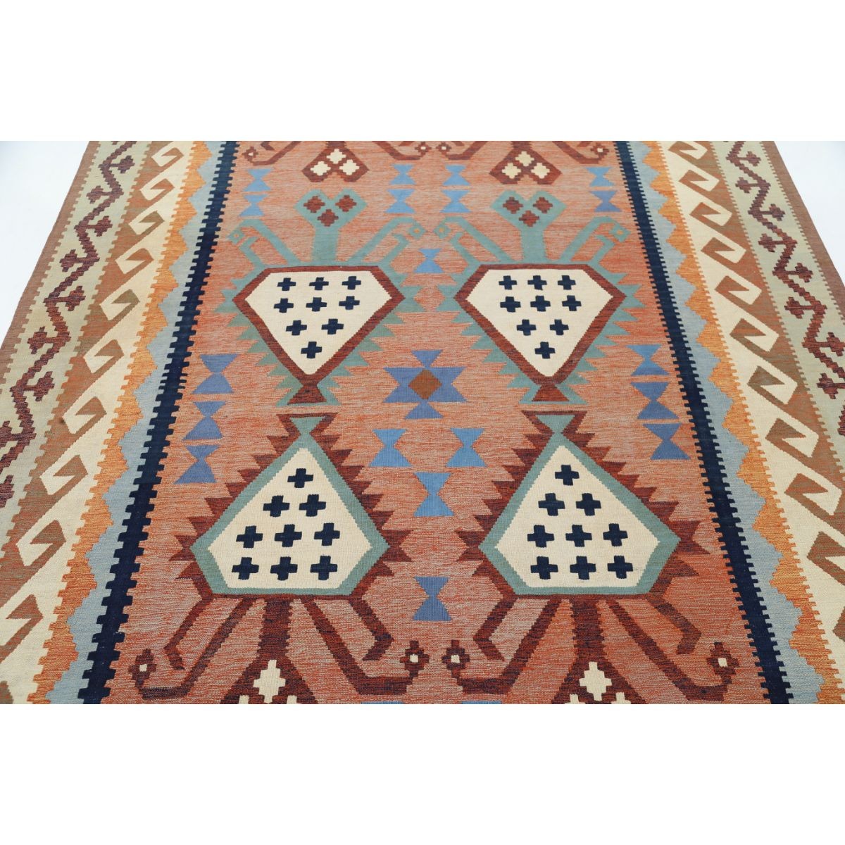 Kafkaas 7x10 Hand Woven Washable Wool Rug - Colorful